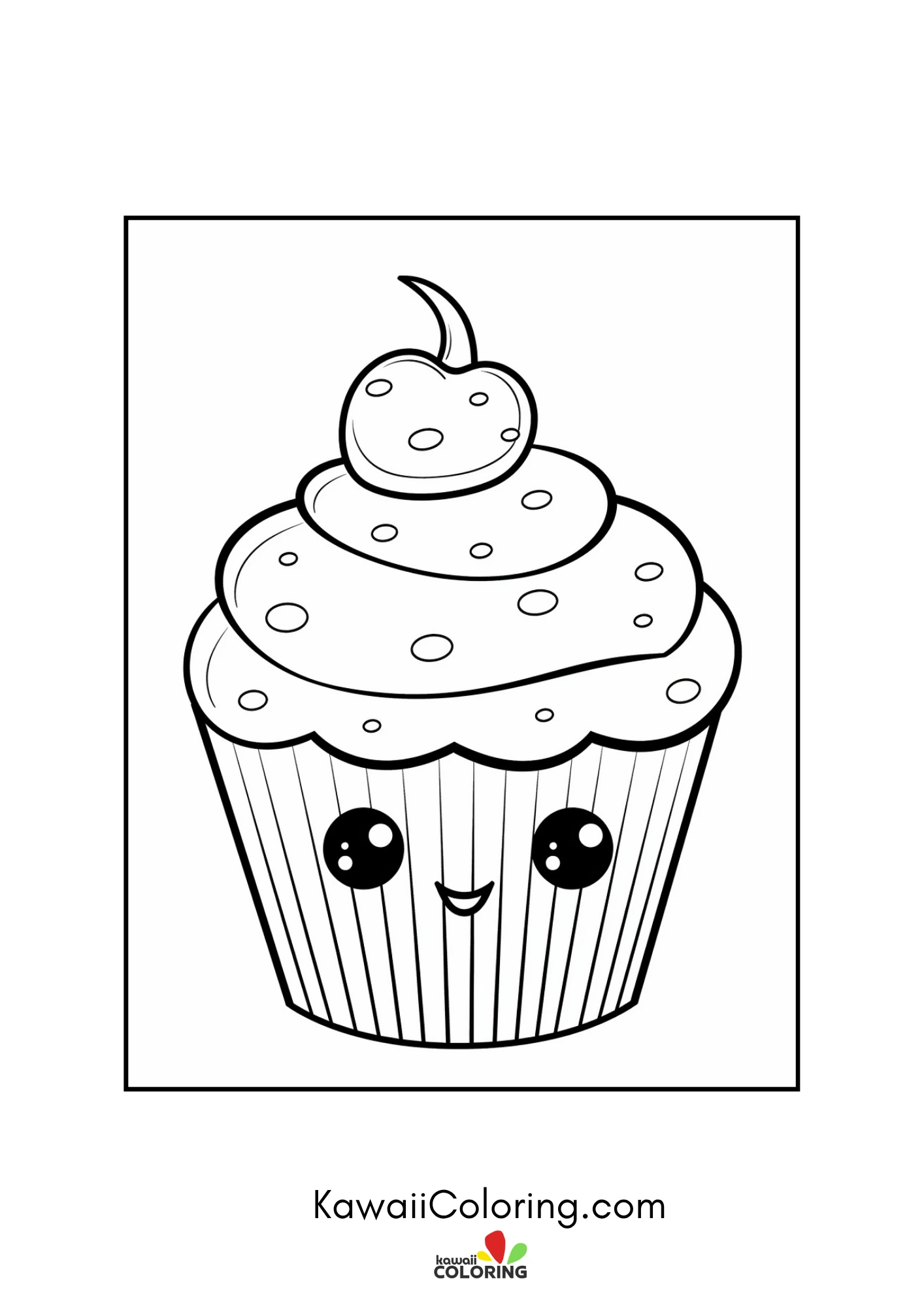 Kawaii cupcake with smiling face