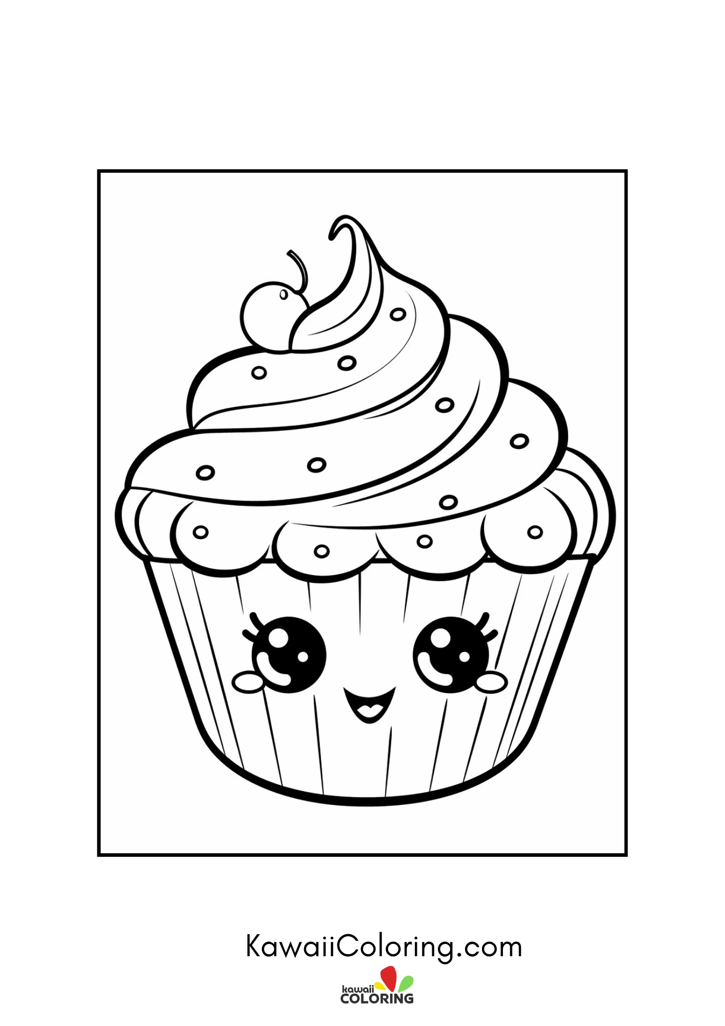 Kawaii cupcake with smiling face