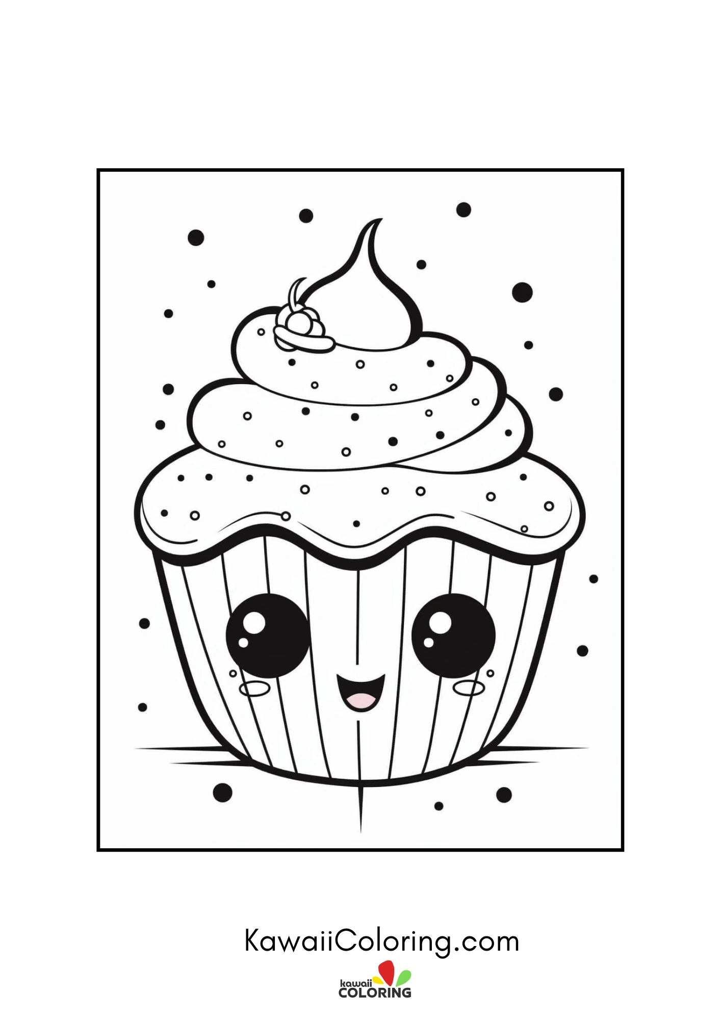 Kawaii cupcake with smiling face