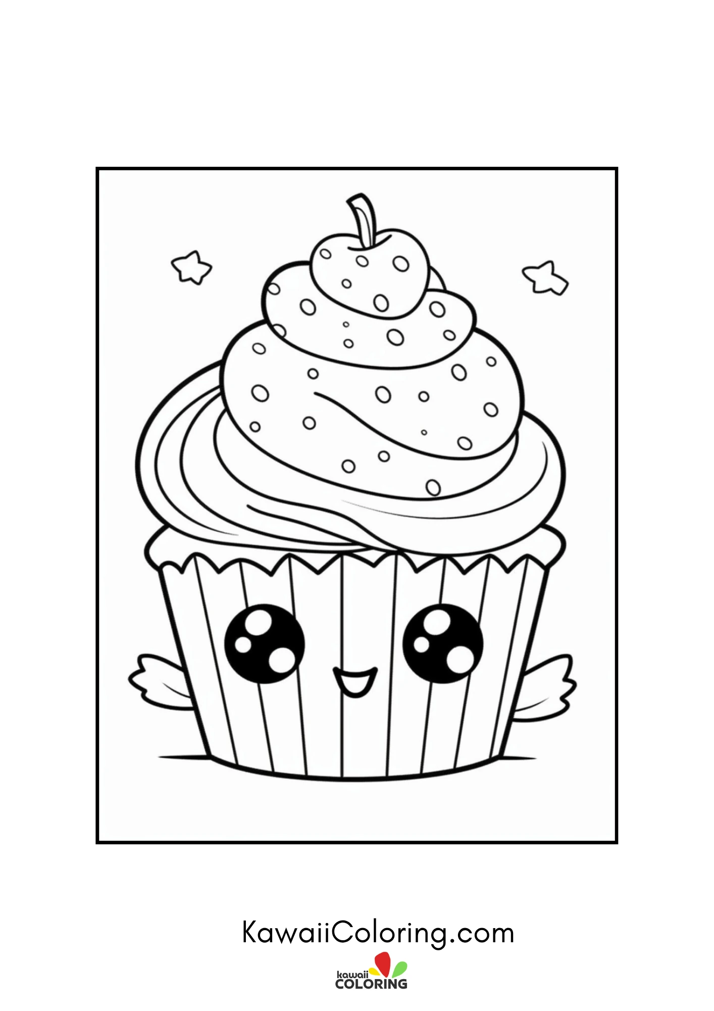 Cupcake topped with hearts and stars