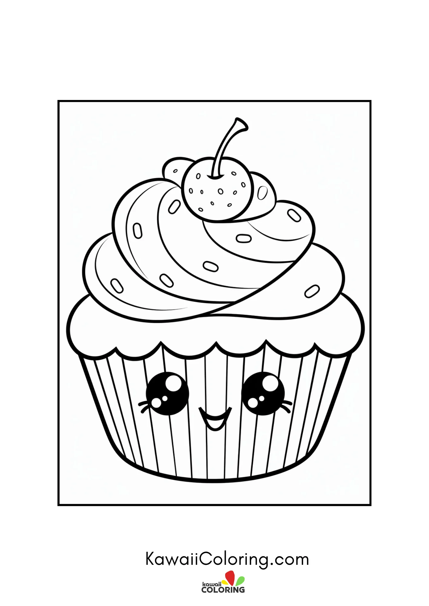 Kawaii cupcake with smiling face