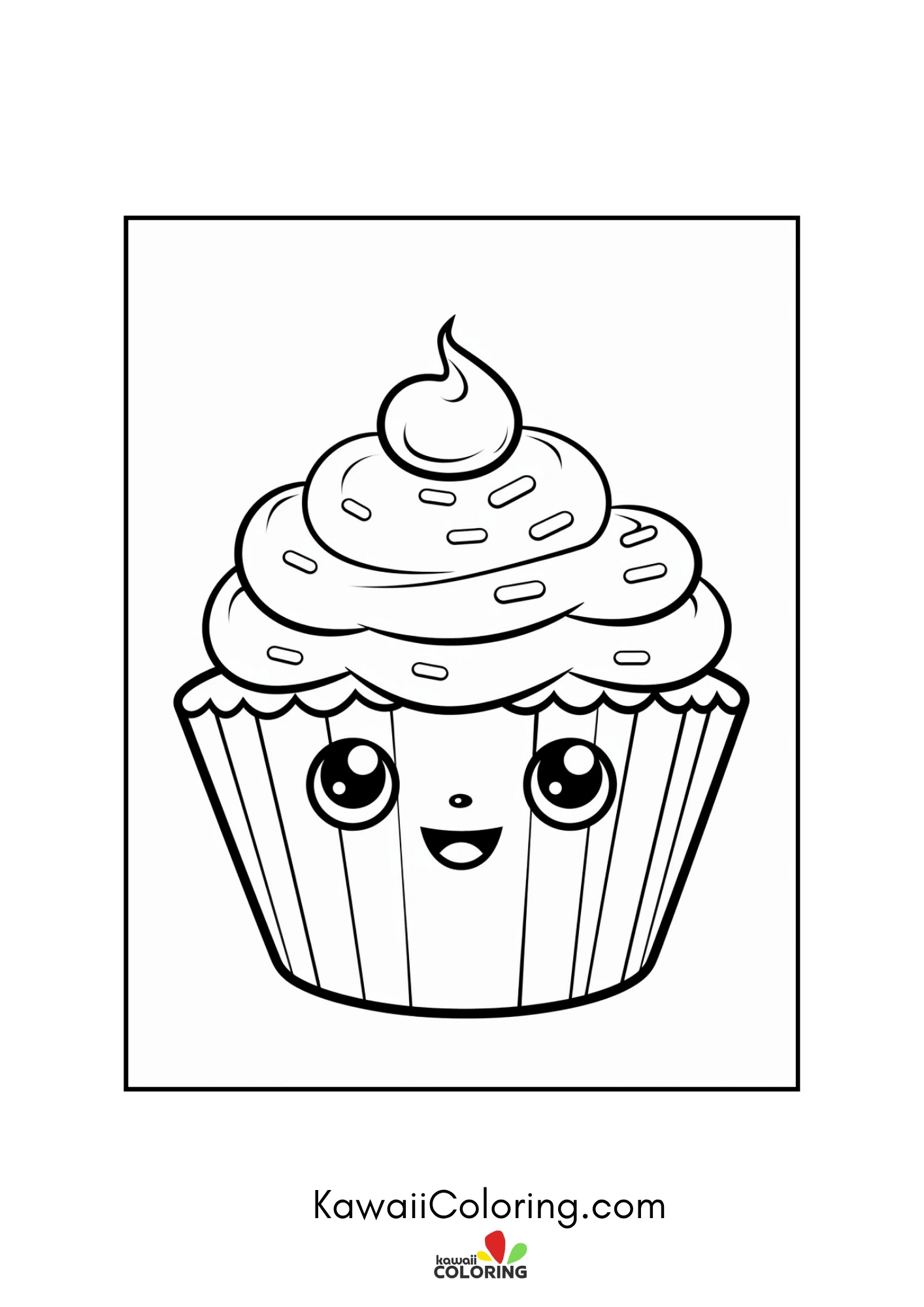 Cute cupcake with frosting and sprinkles