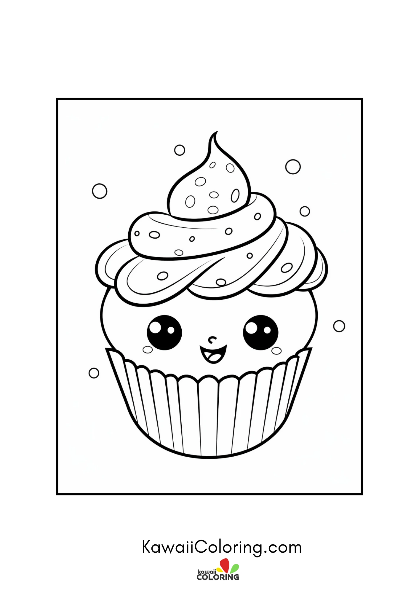 Kawaii cupcake with smiling face