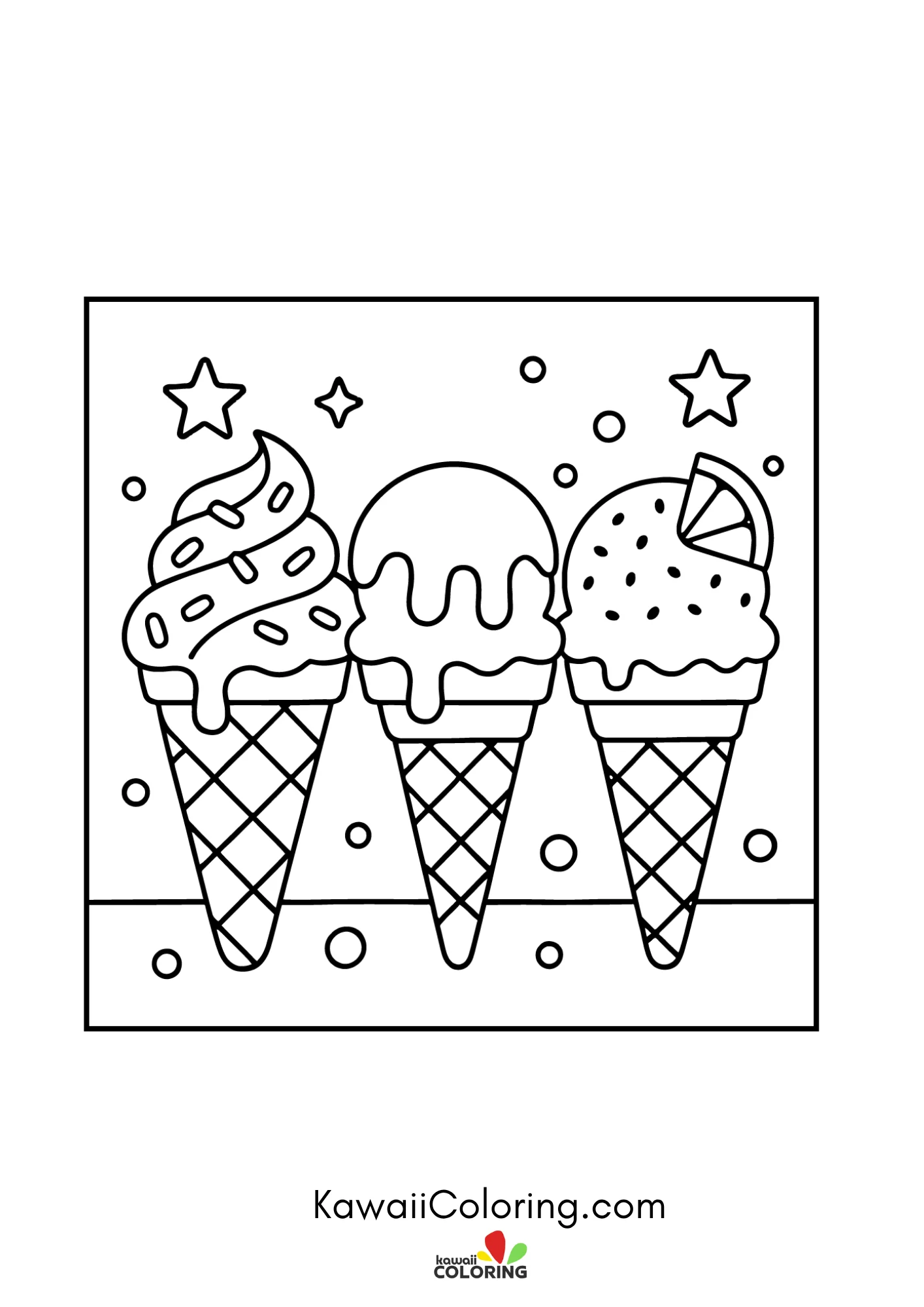 Cute cake and candy coloring page