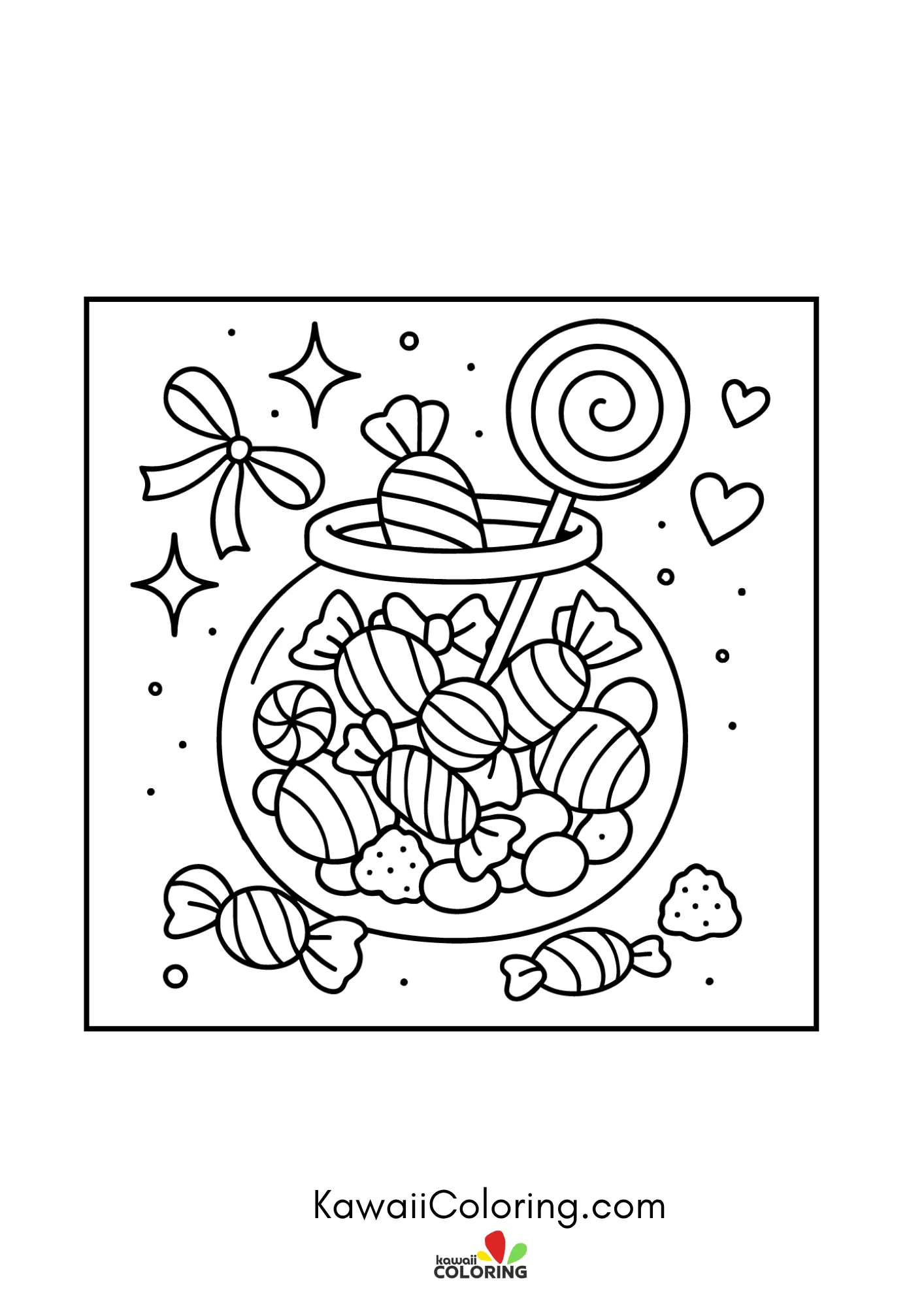 Dessert character surrounded by hearts