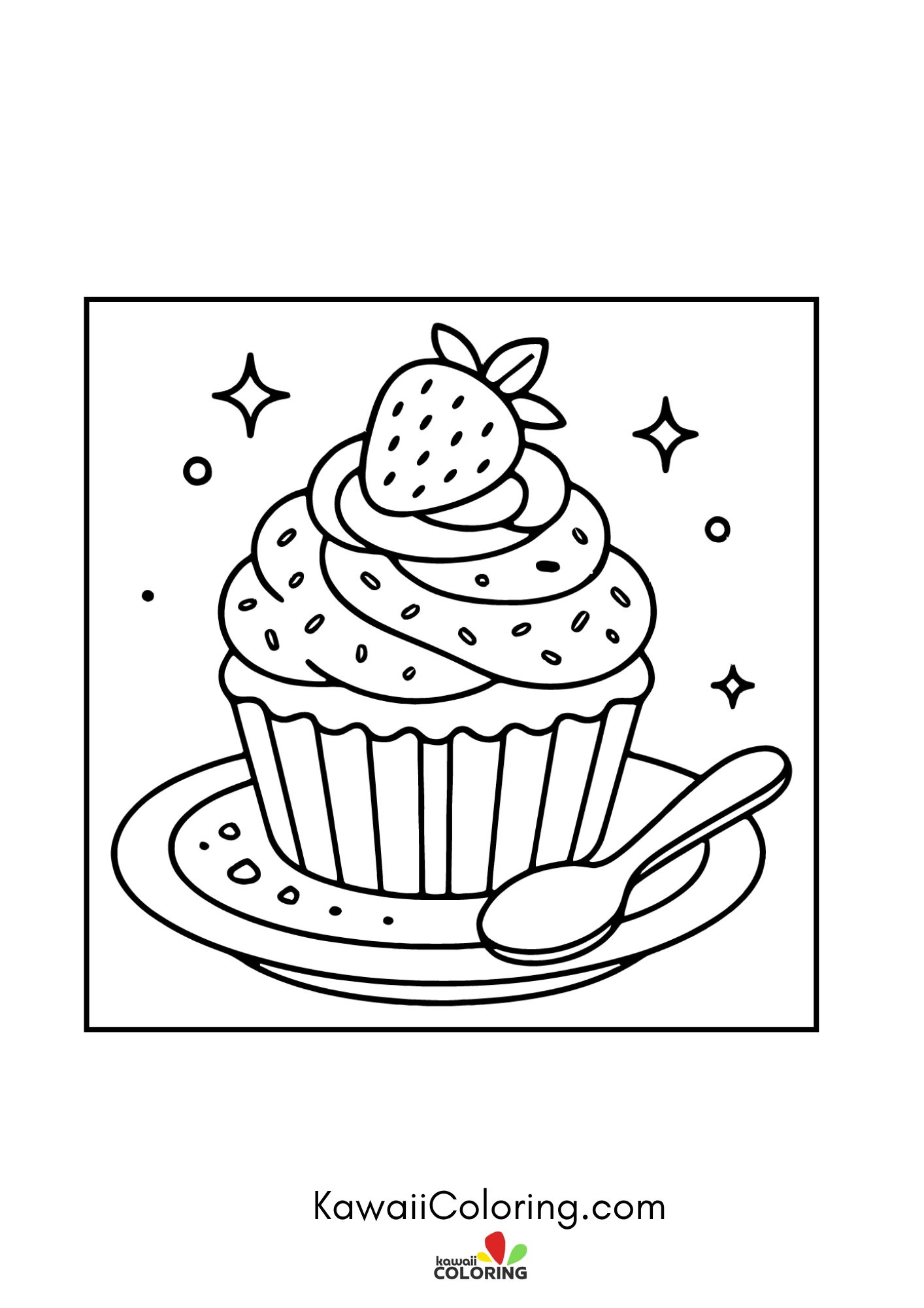 Dessert character surrounded by hearts