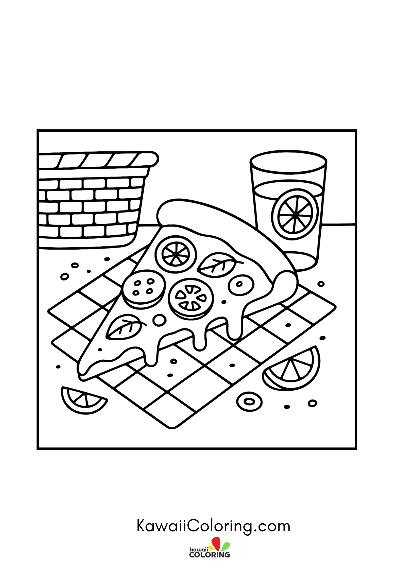 Cute cake and candy coloring page