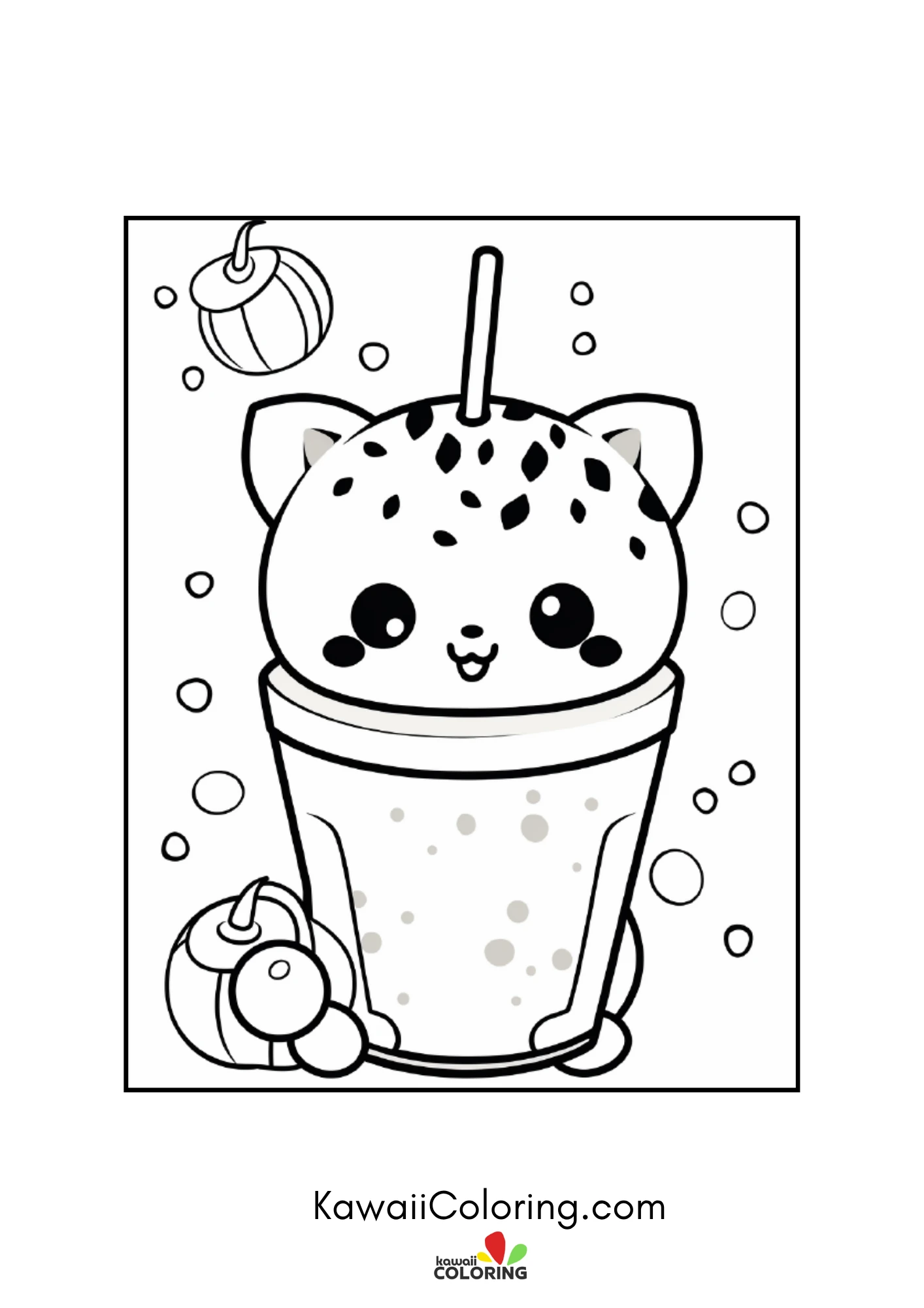 Cute cold drink coloring page