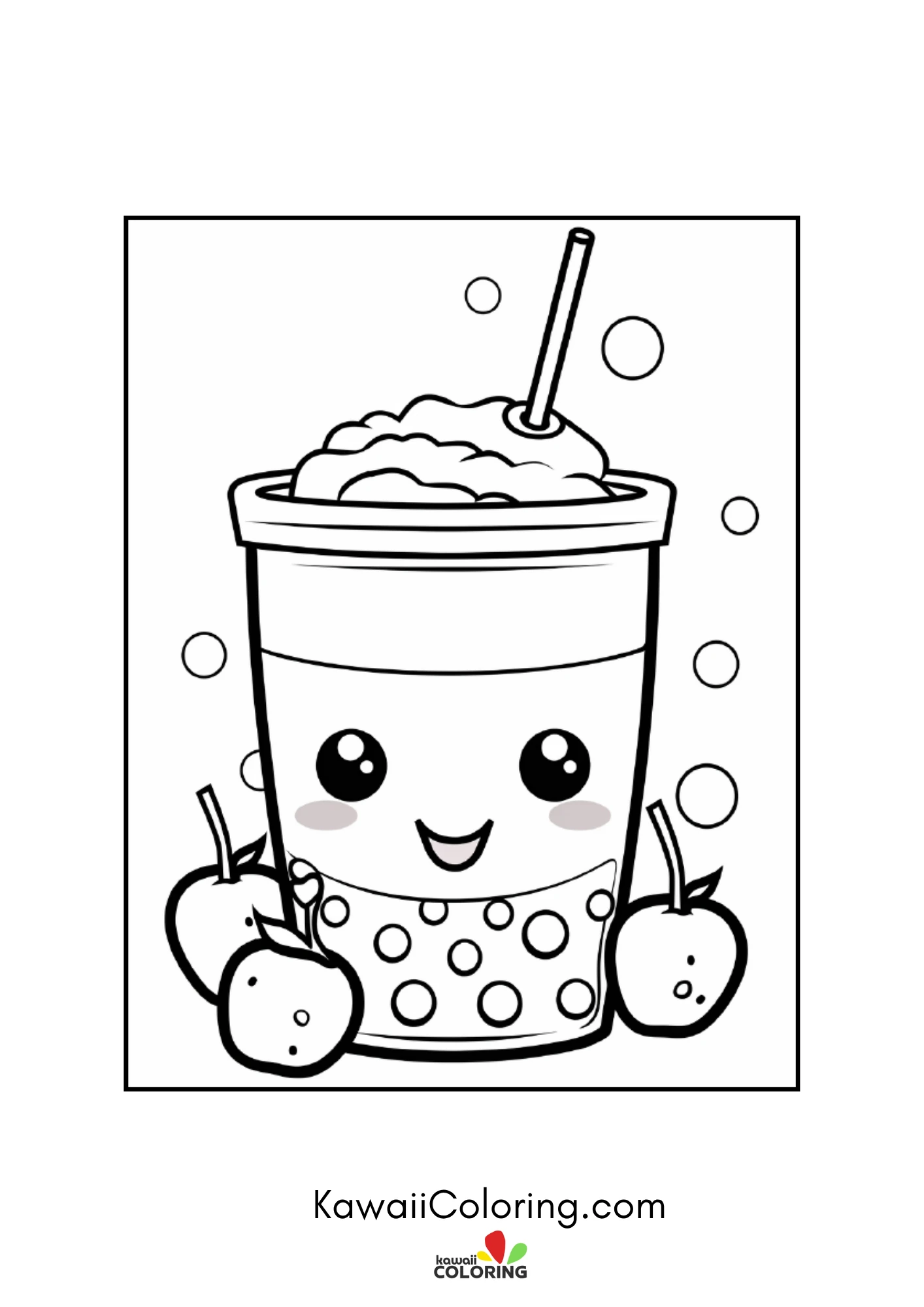 Cute cold drink coloring page