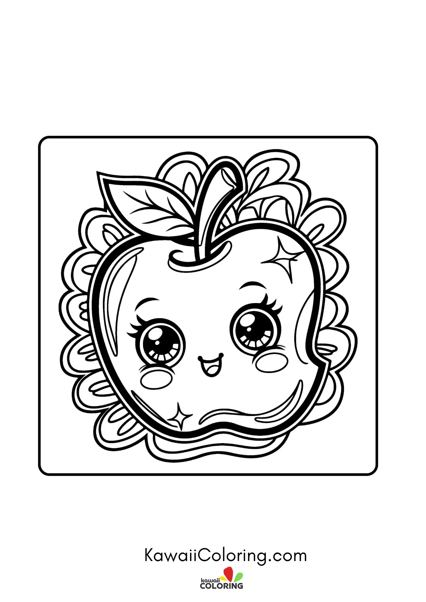 Kawaii fruit with leaves and hearts
