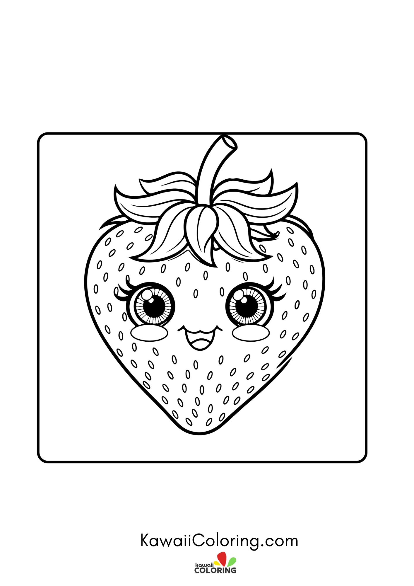 Kawaii fruit with leaves and hearts