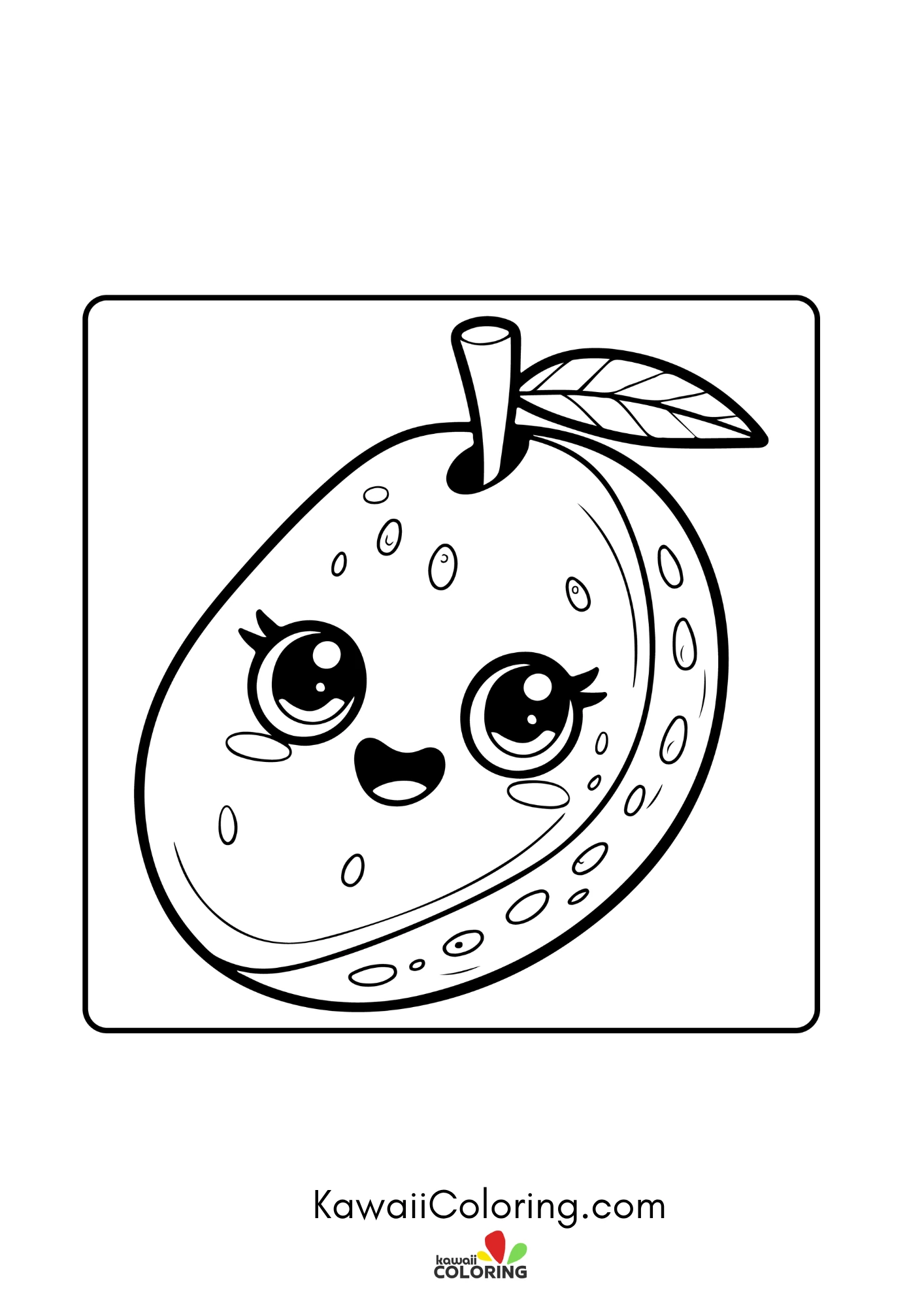 Kawaii fruit with leaves and hearts