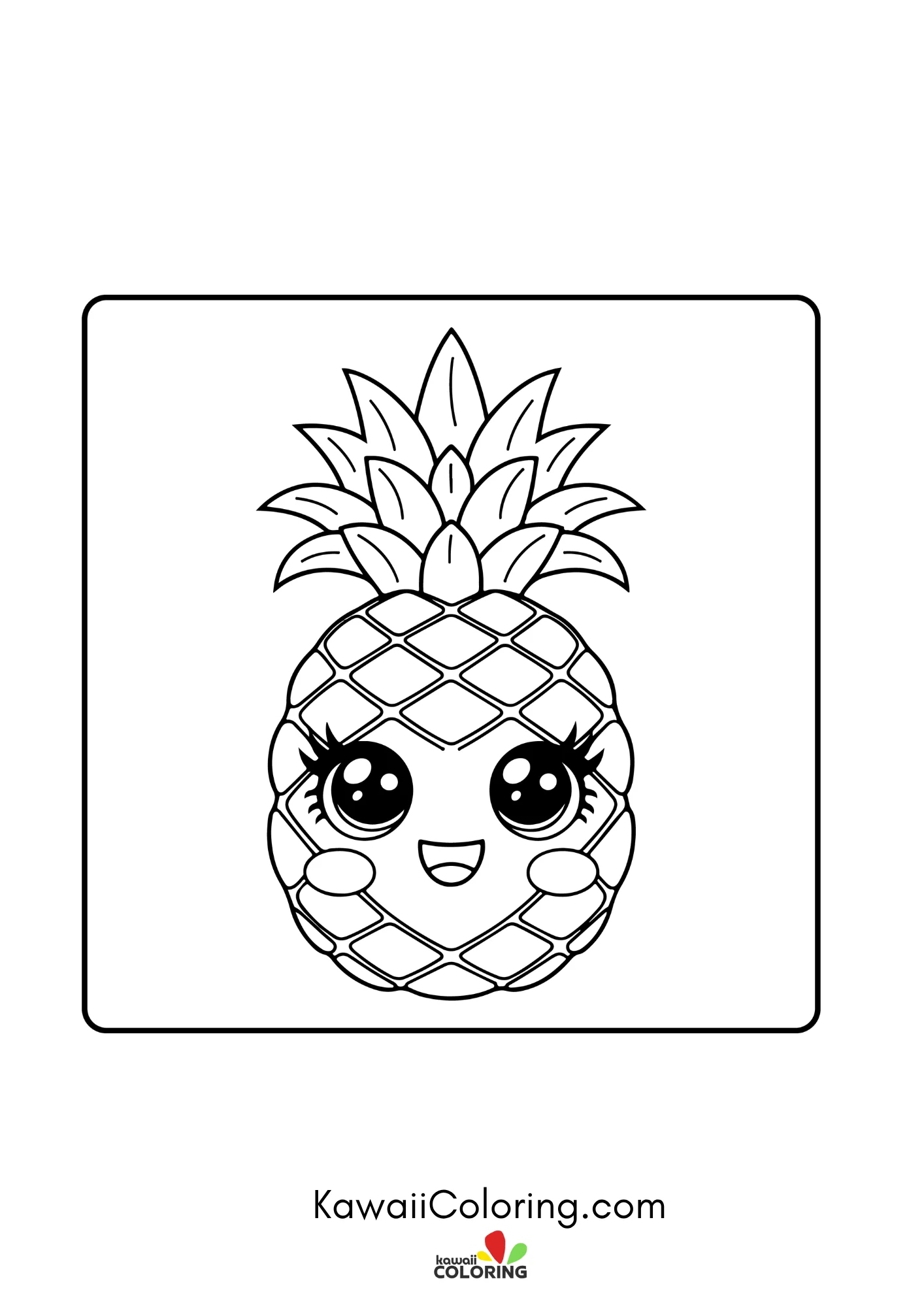 Kawaii fruit with leaves and hearts
