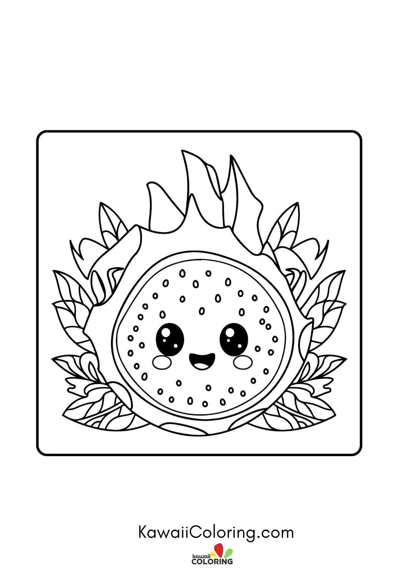 Fruit coloring page with playful details