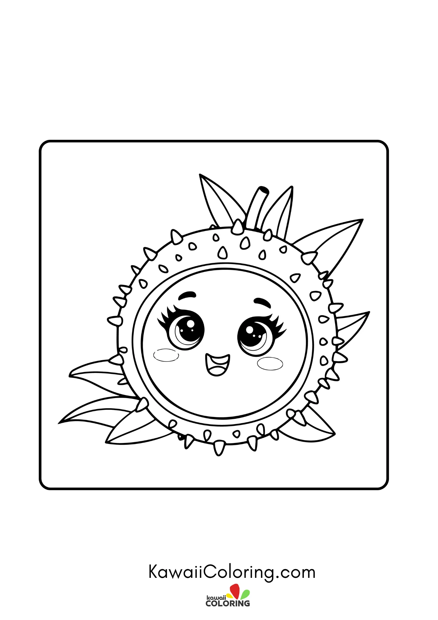Kawaii fruit with leaves and hearts