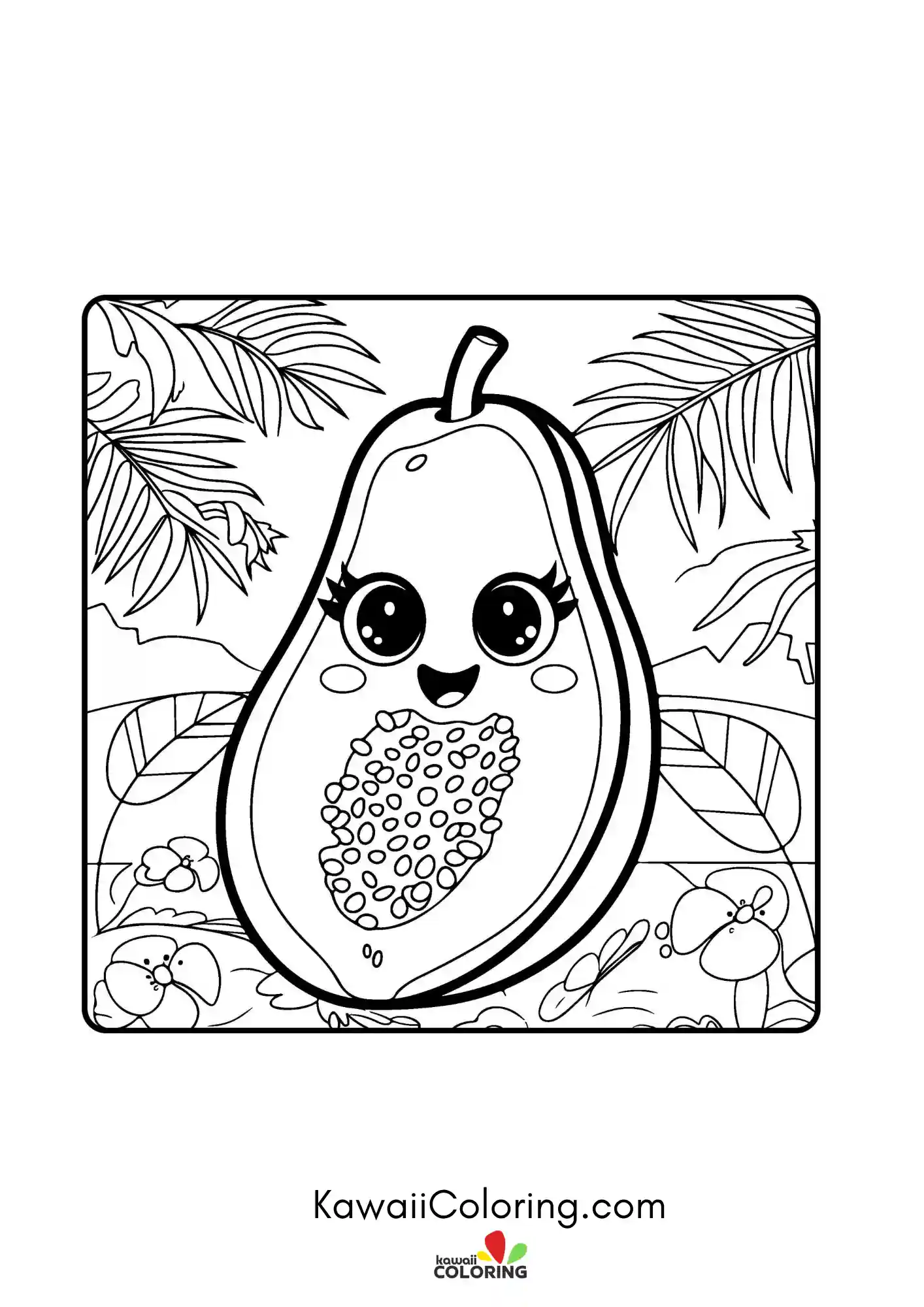 Fruit coloring page with playful details