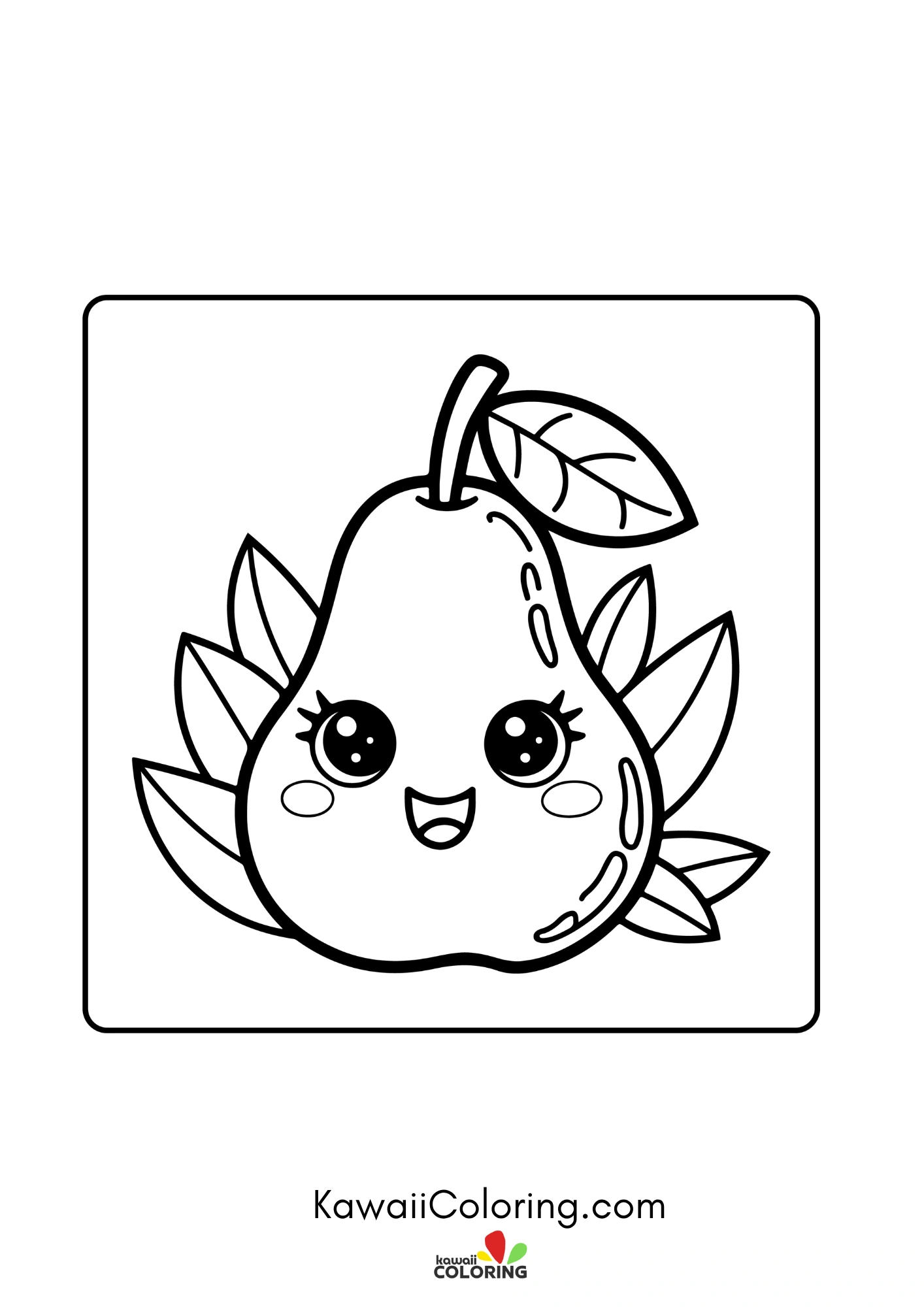 Kawaii fruit with leaves and hearts
