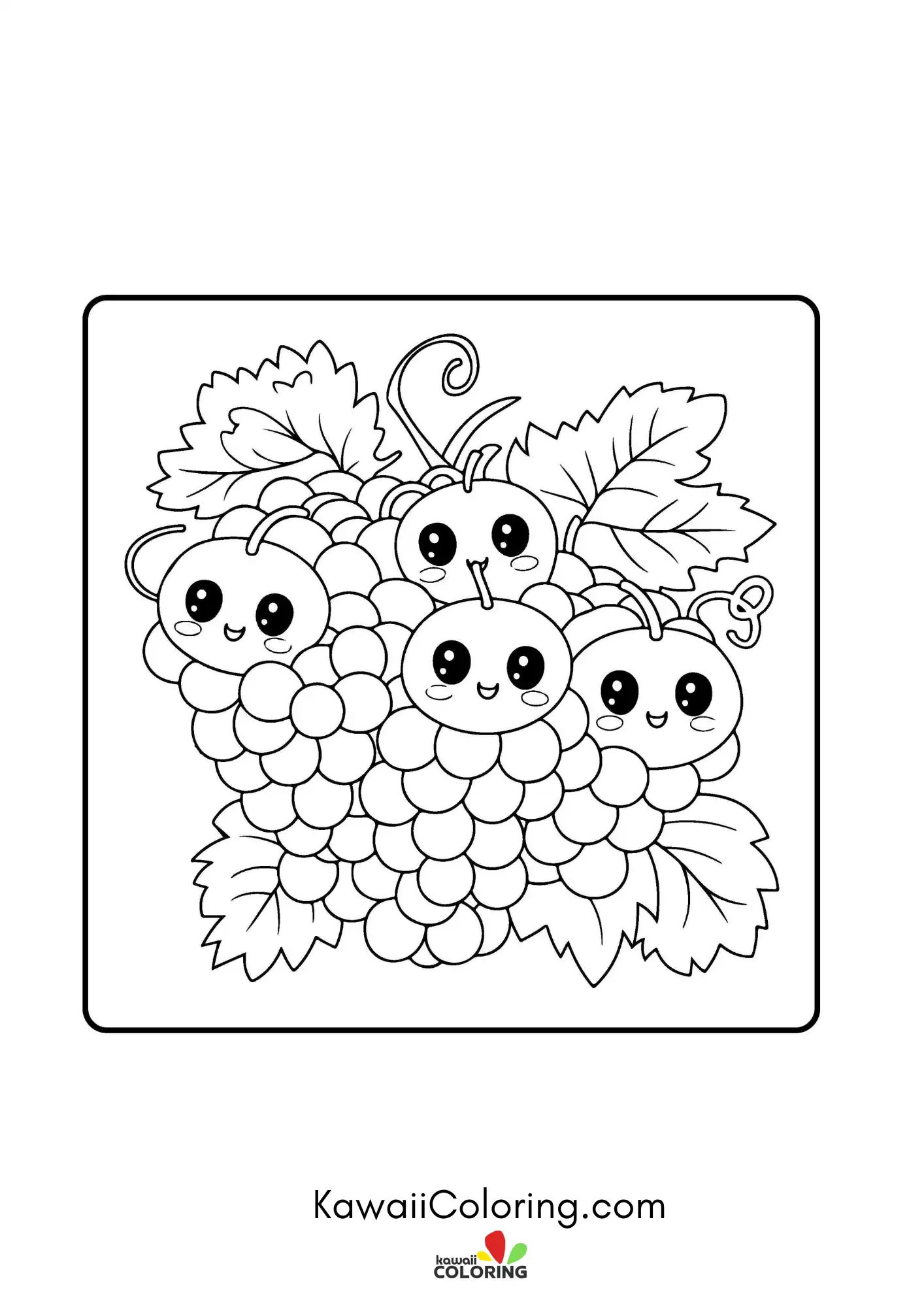 Fruit coloring page with playful details