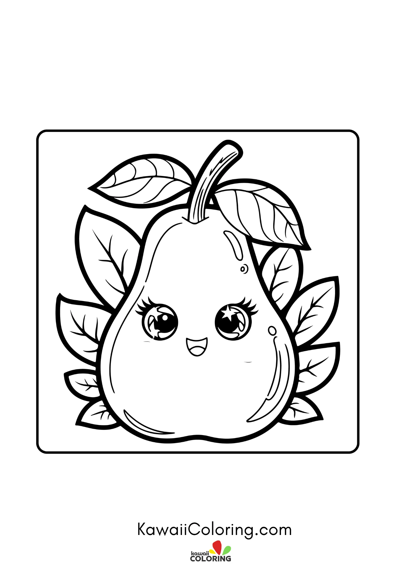 Kawaii fruit with leaves and hearts
