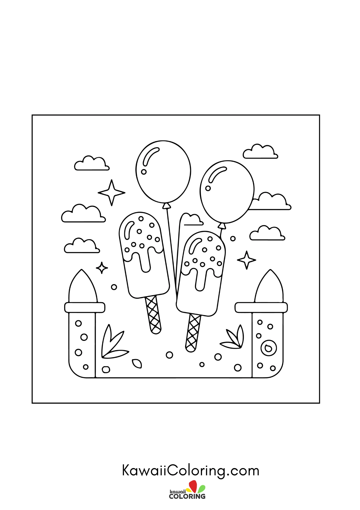 Cute ice cream cone with smiling face