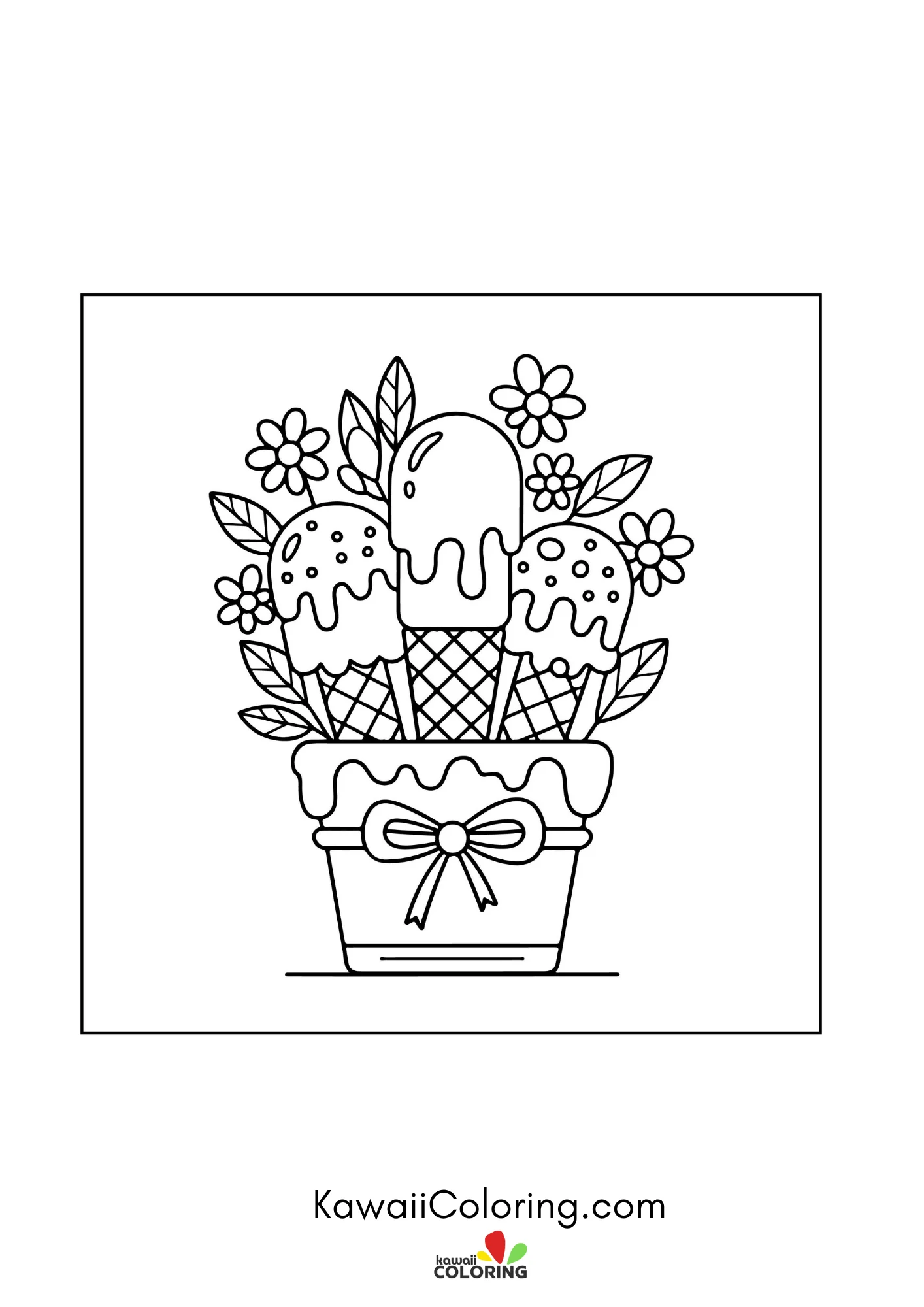 Cute frozen treat coloring page