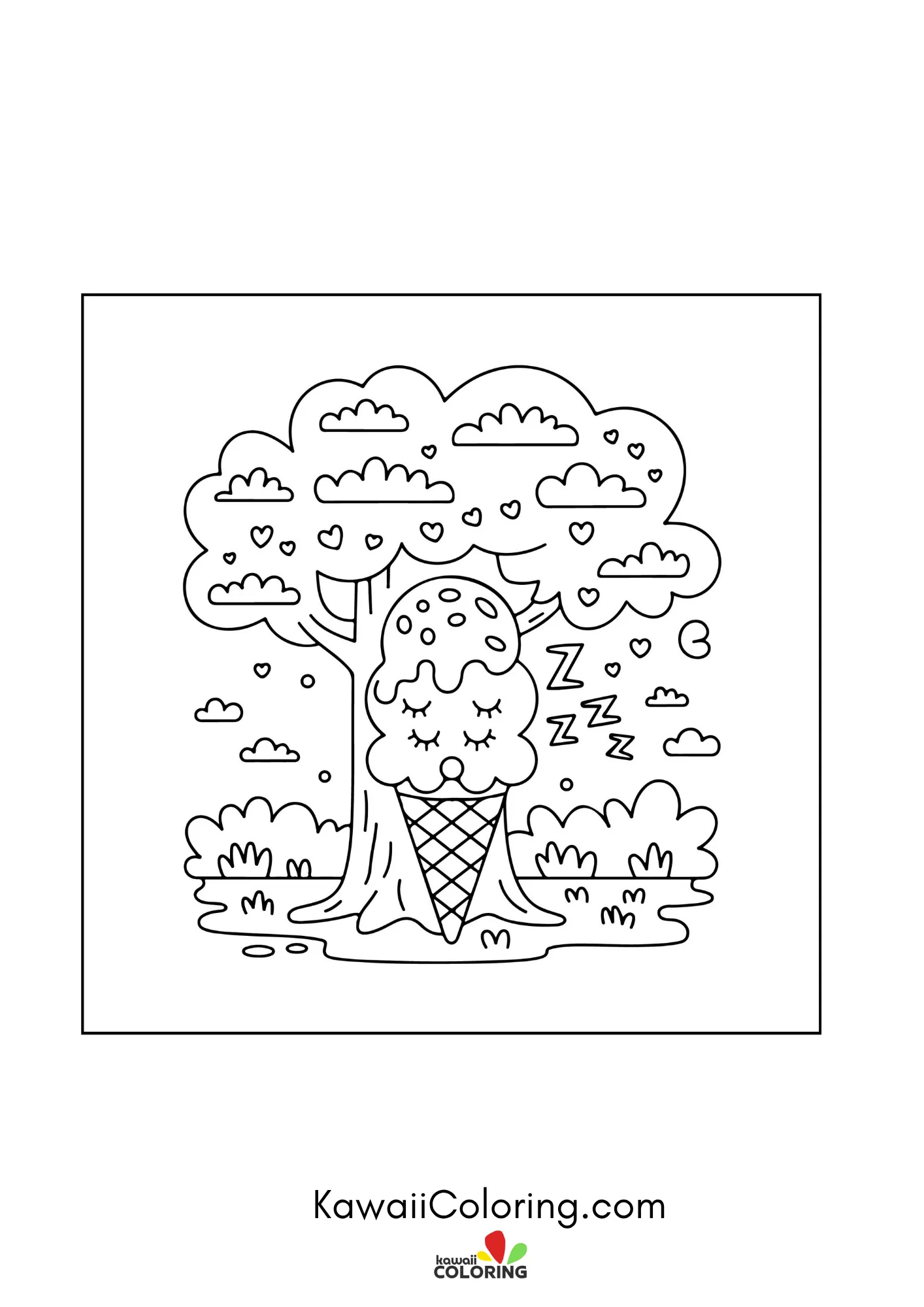 Kawaii ice cream with sprinkles