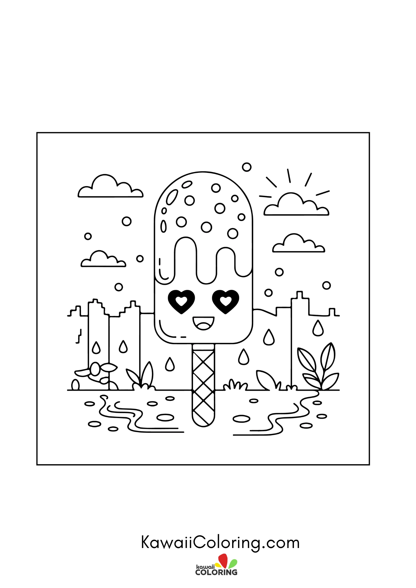Cute frozen treat coloring page
