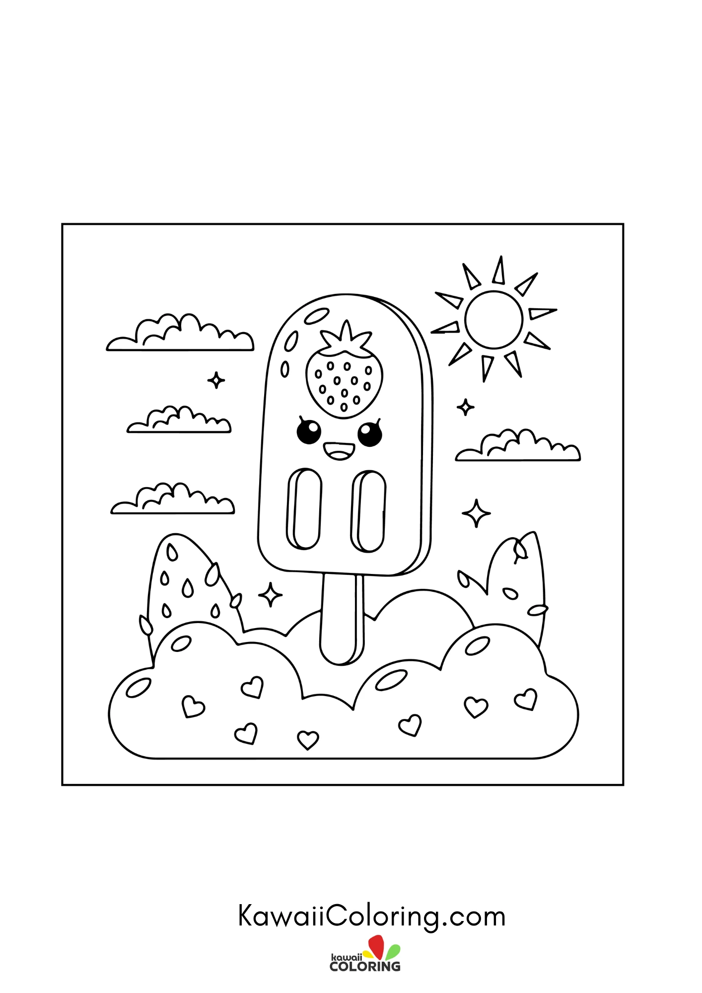 Cute ice cream cone with smiling face