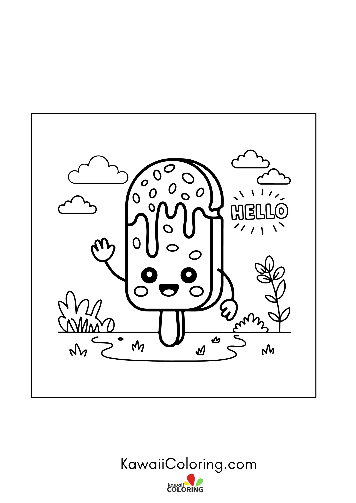 Cute frozen treat coloring page
