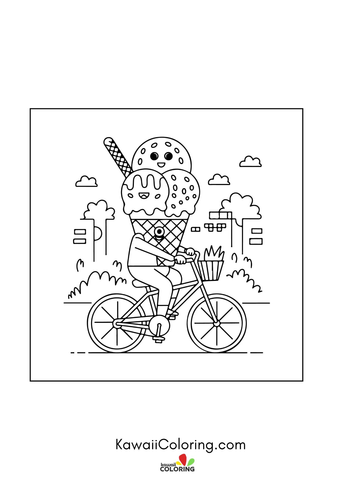 Kawaii ice cream with sprinkles