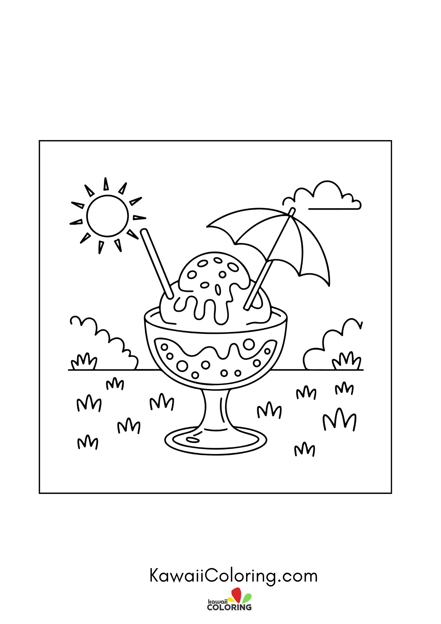Cute ice cream cone with smiling face