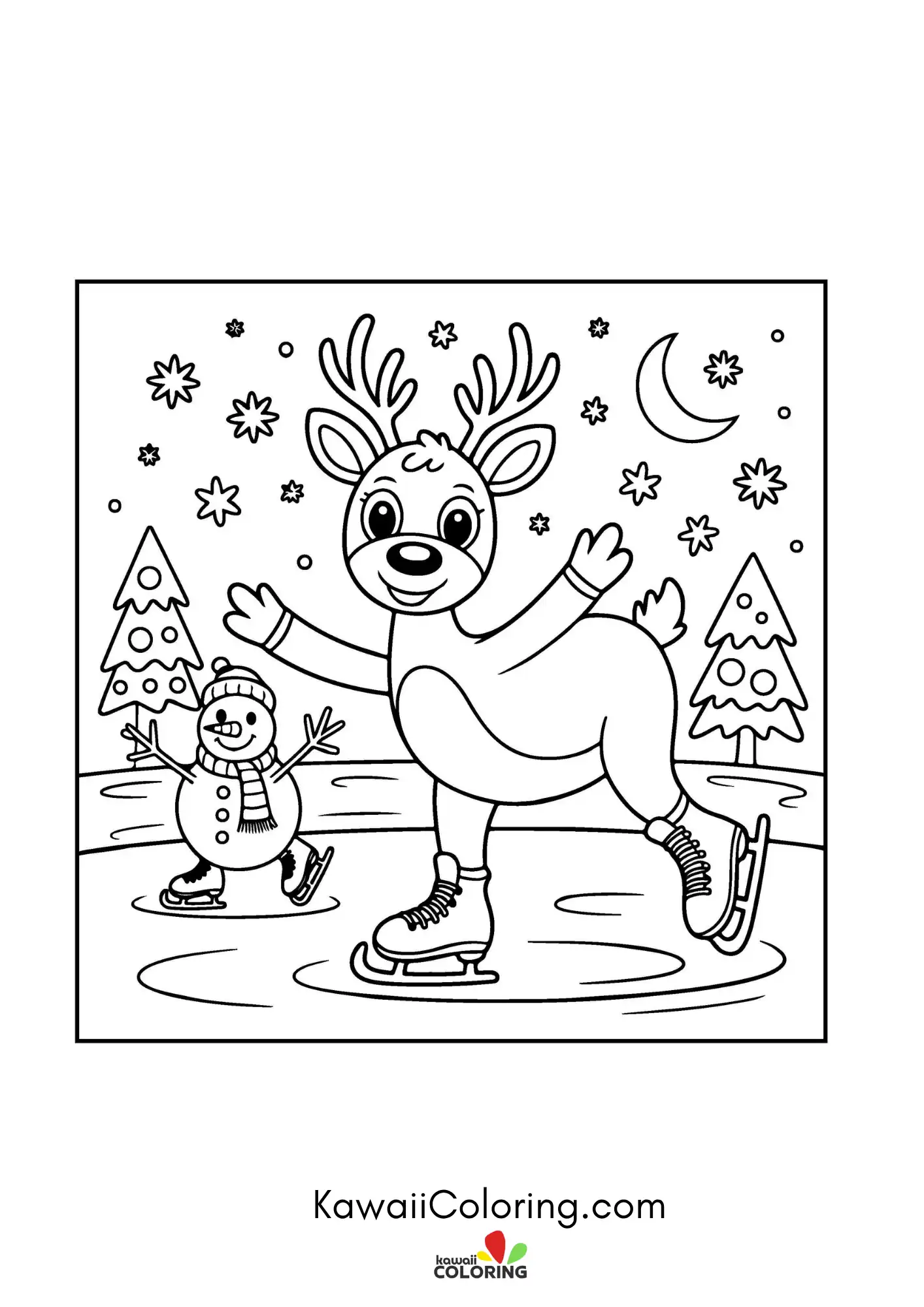 Kawaii Christmas scene with ornaments