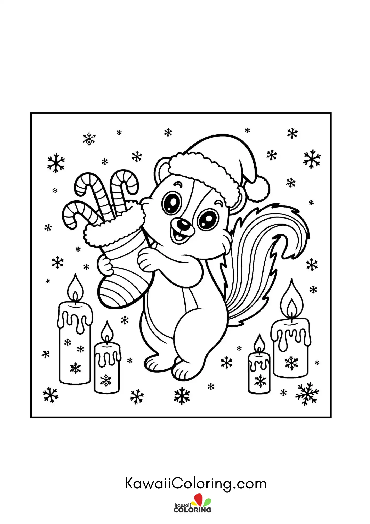 Kawaii Christmas scene with ornaments
