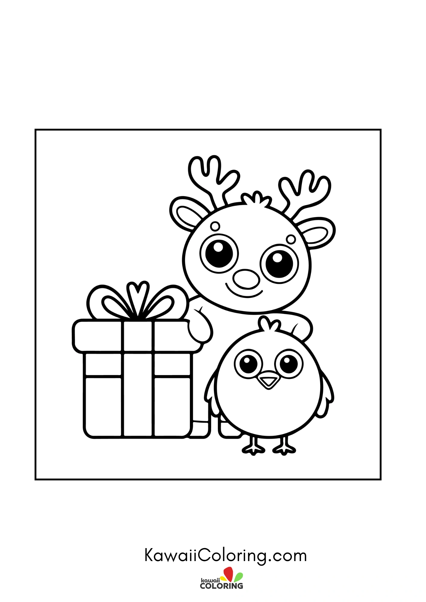 Kawaii Christmas scene with ornaments