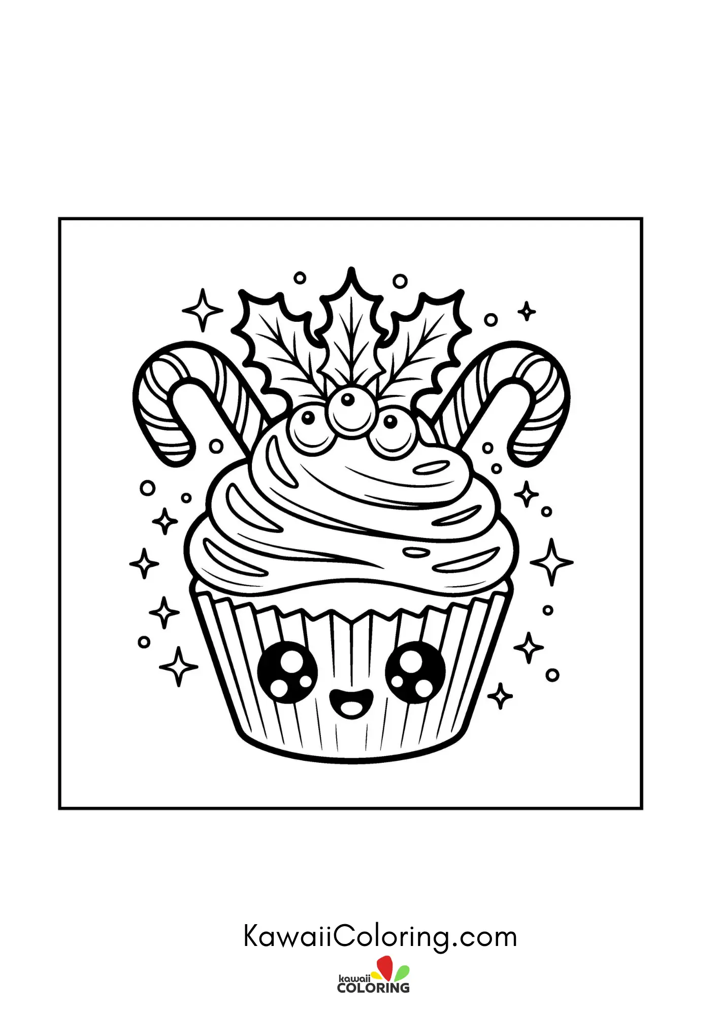 Holiday coloring page with stars and gifts