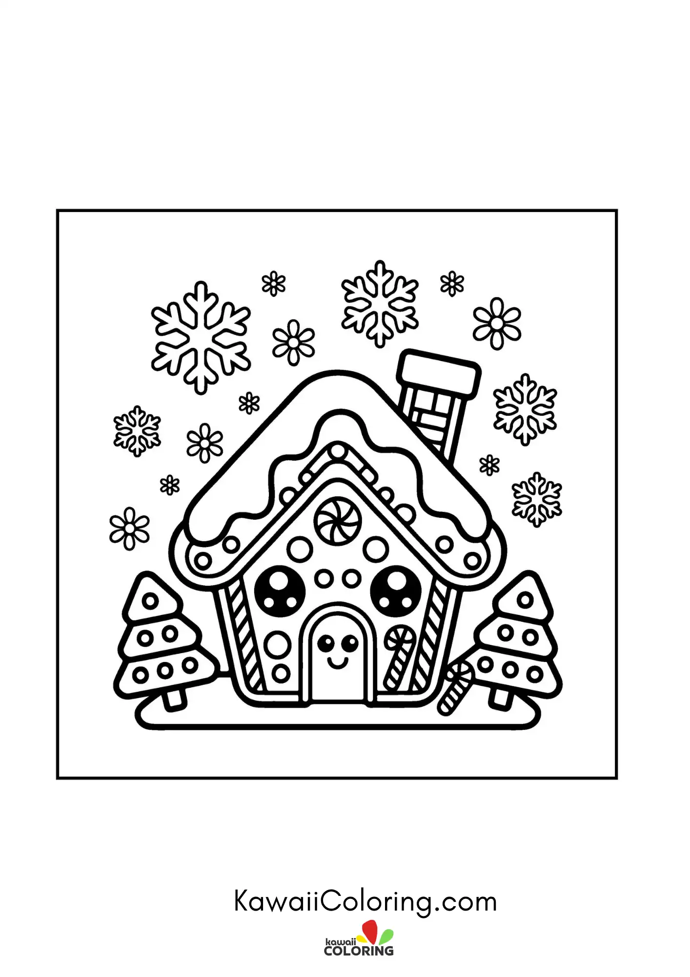 Kawaii Christmas scene with ornaments