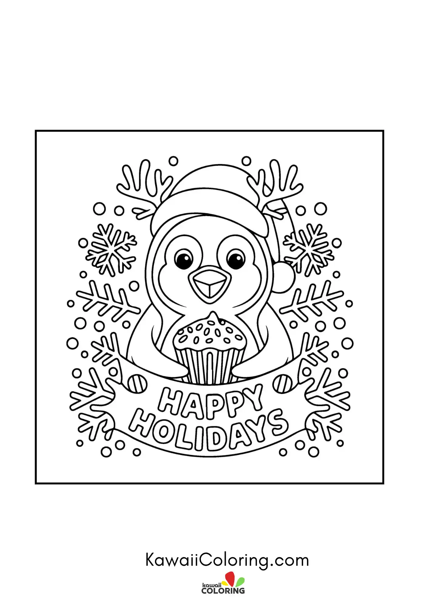 Kawaii Christmas scene with ornaments