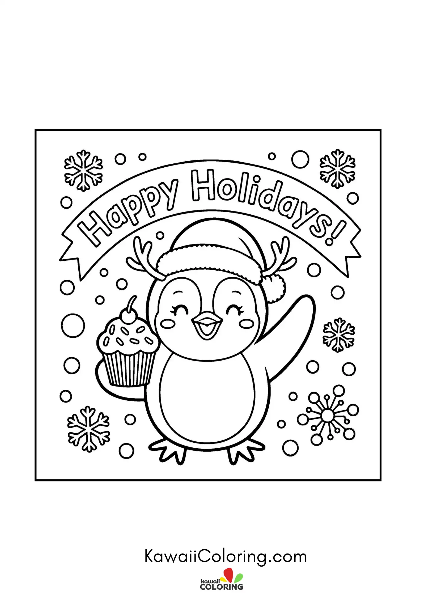 Holiday coloring page with stars and gifts