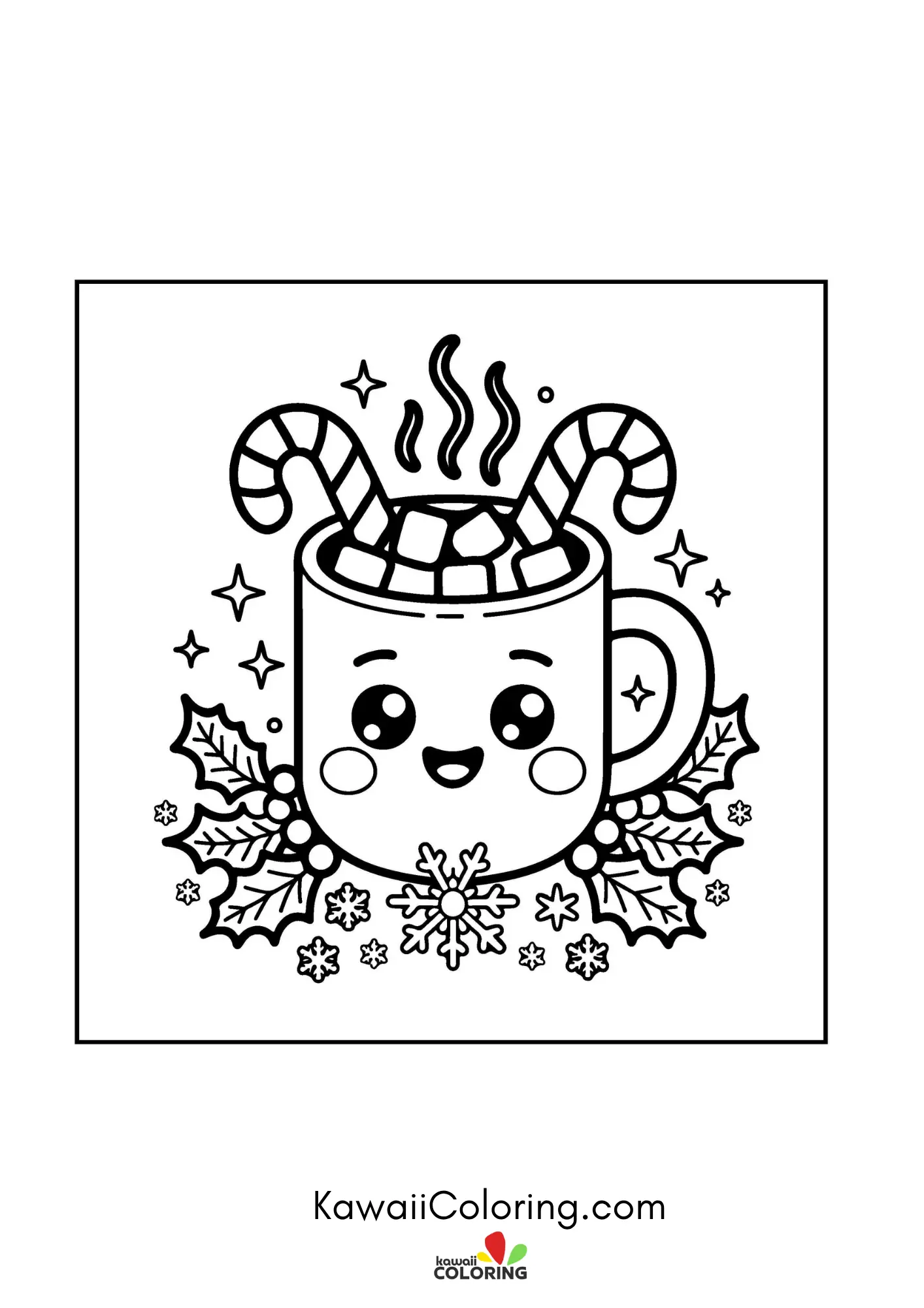 Holiday coloring page with stars and gifts