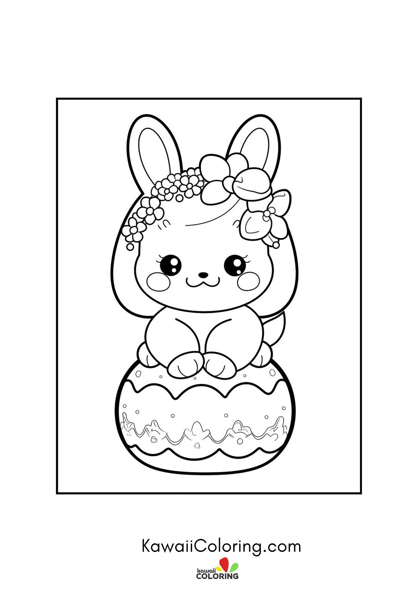 Cute Easter bunny with eggs