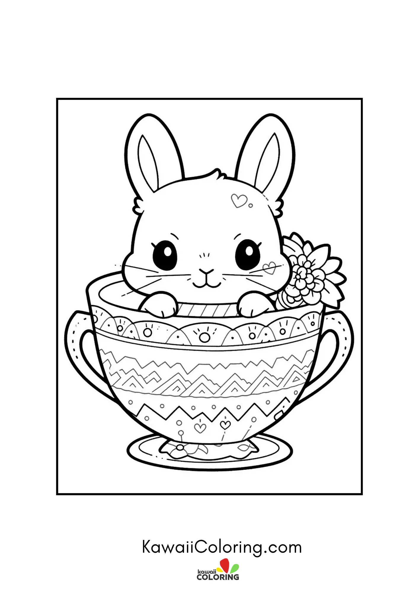 Kawaii bunny holding an Easter egg