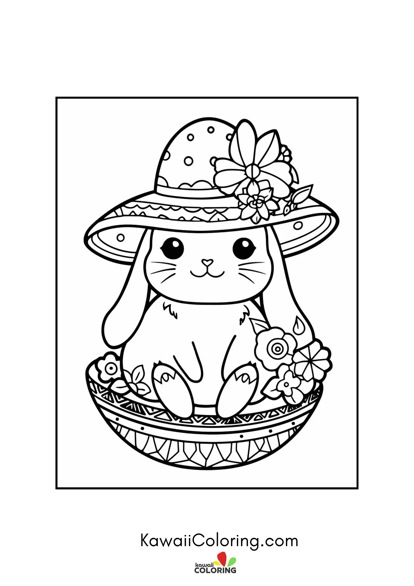 Cute Easter bunny with eggs