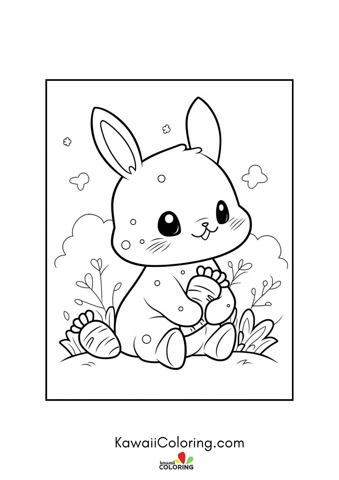 Kawaii bunny holding an Easter egg