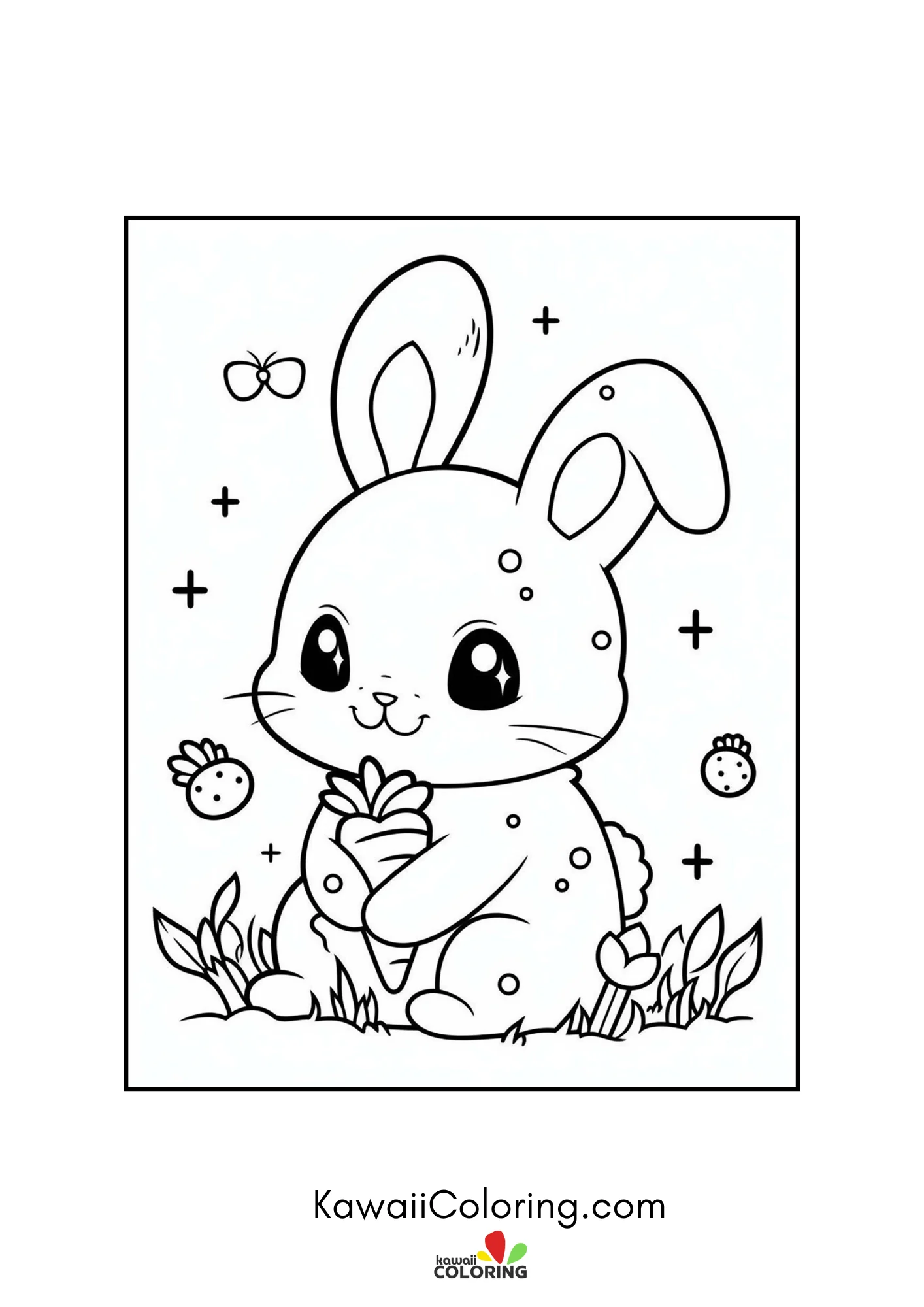 Easter bunny surrounded by flowers