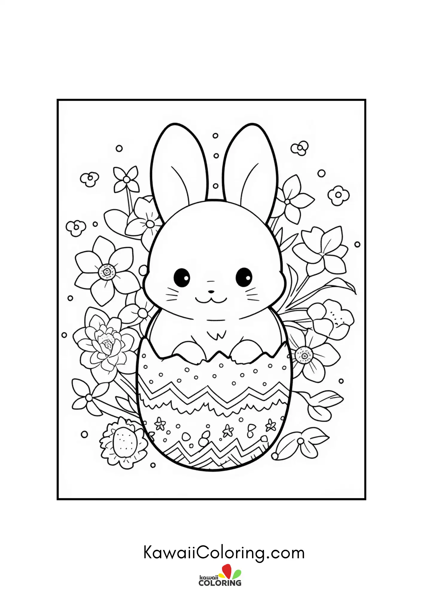 Kawaii bunny holding an Easter egg