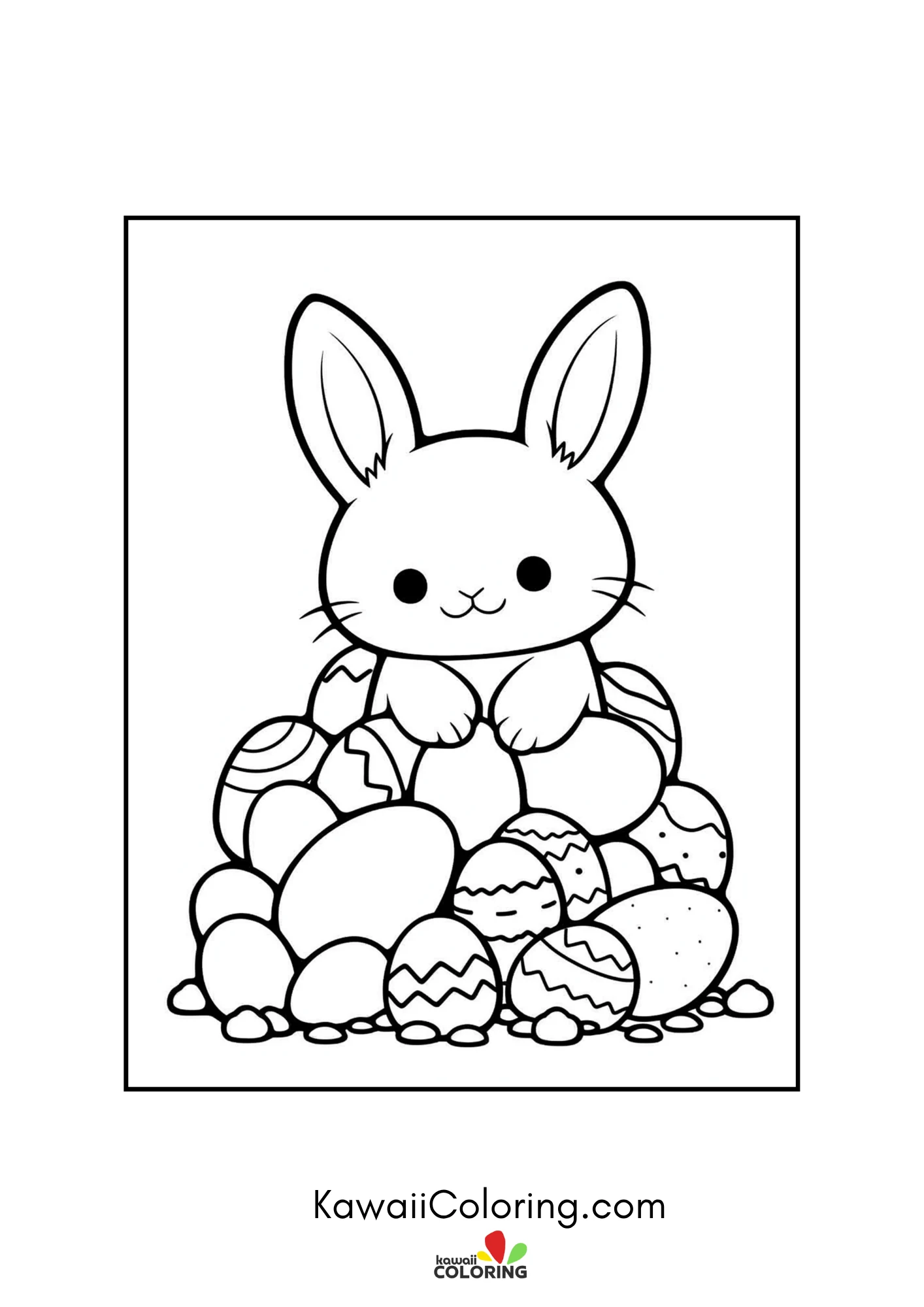 Kawaii bunny holding an Easter egg