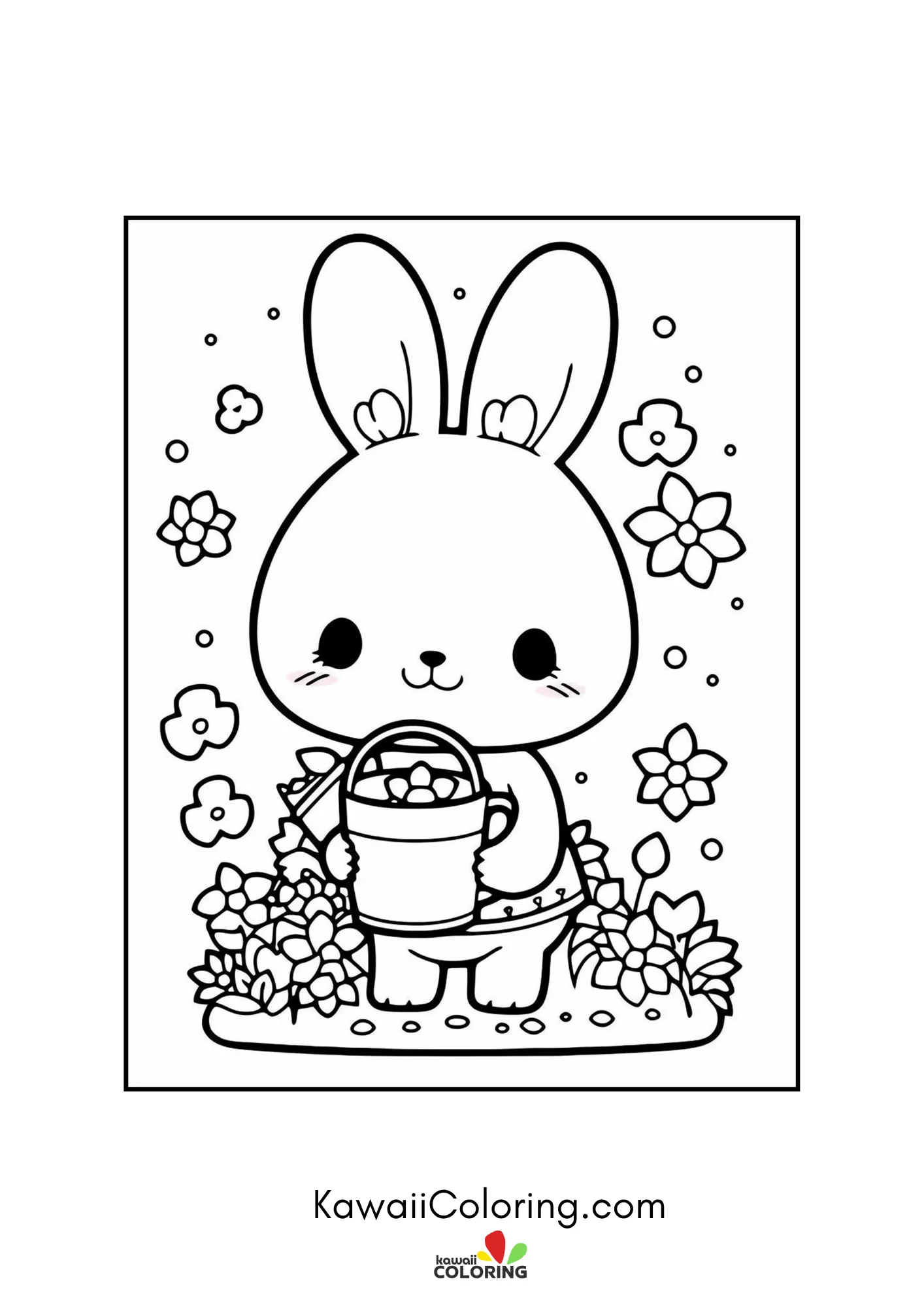 Easter bunny surrounded by flowers