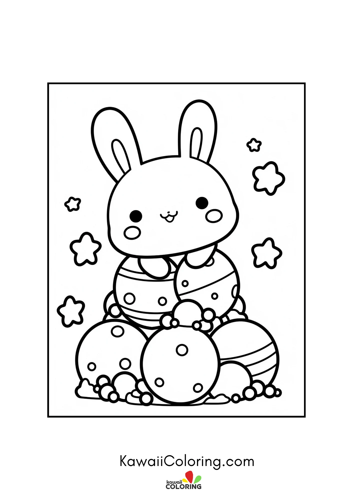 Cute Easter bunny with eggs