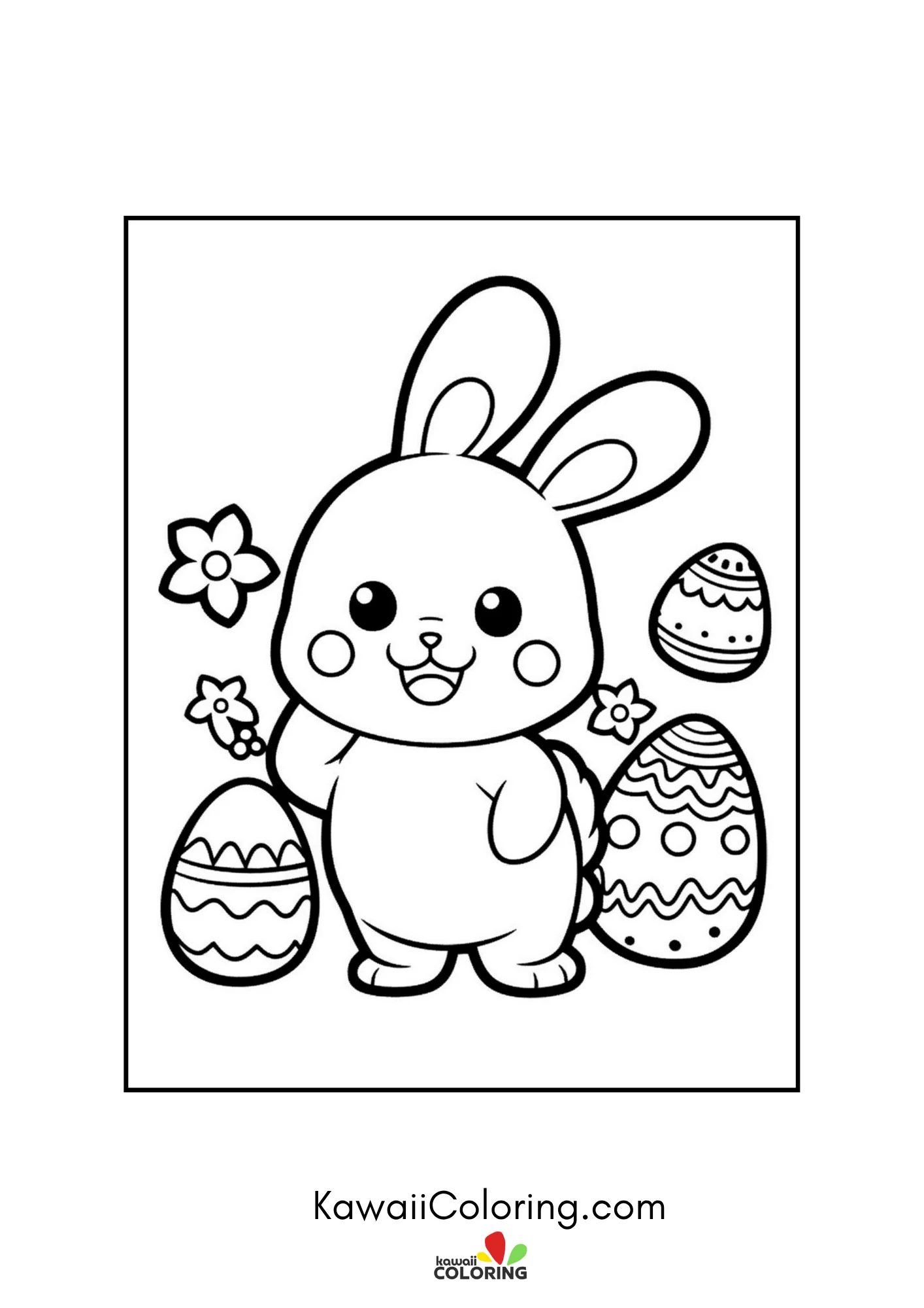 Easter bunny surrounded by flowers