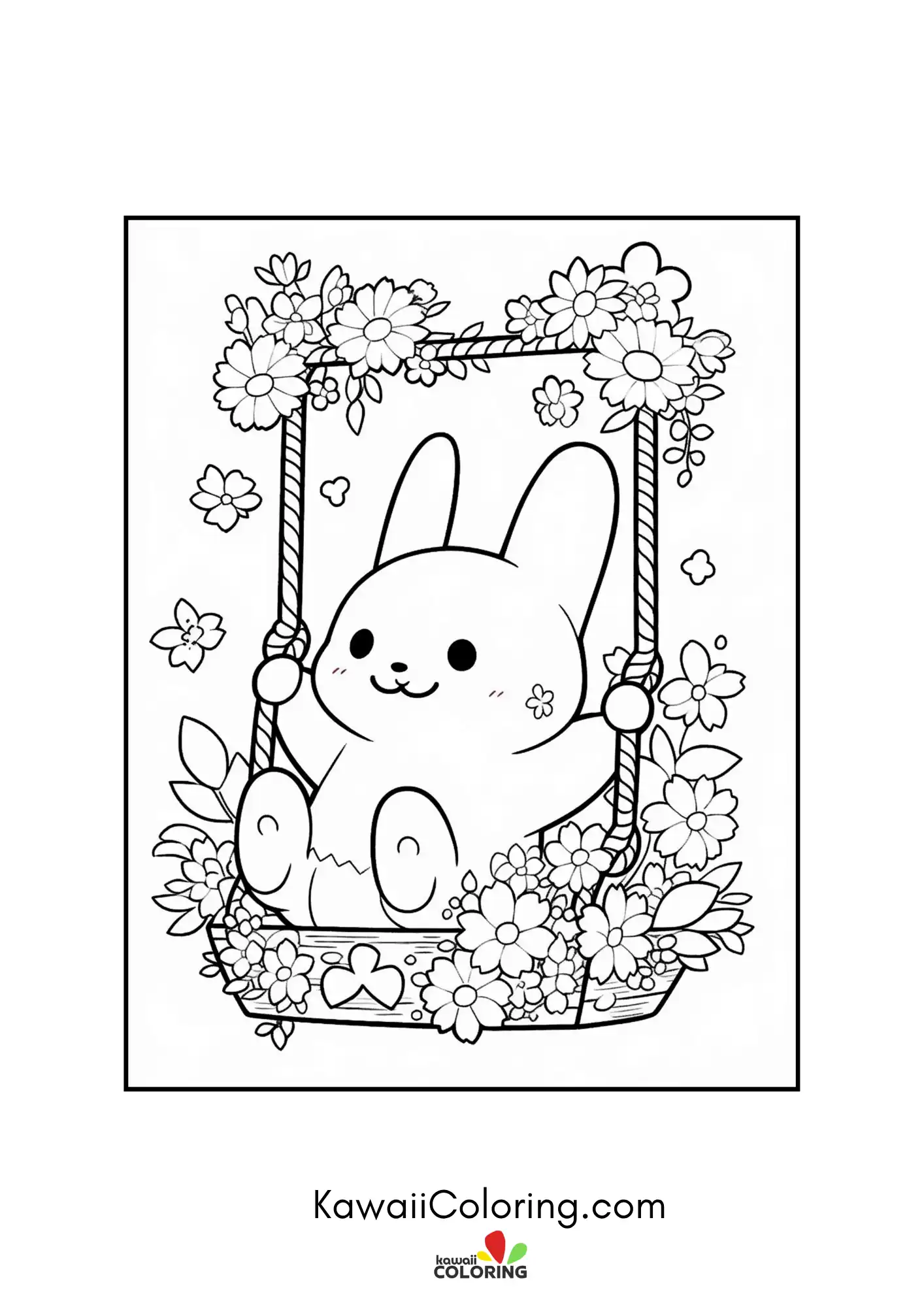 Easter bunny surrounded by flowers